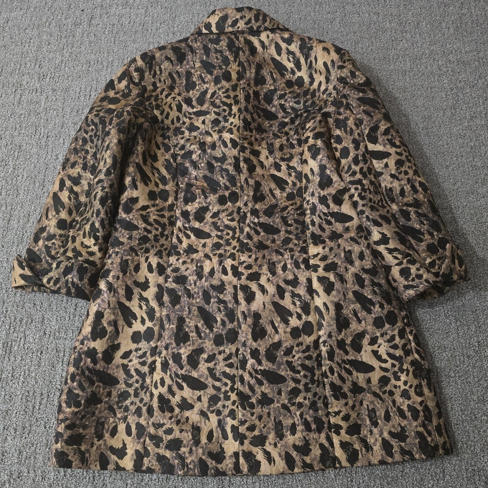 Chicos Animal Print Metallic Jacket Size 1 Leopard Glam Career Statement M - Picture 5 of 6